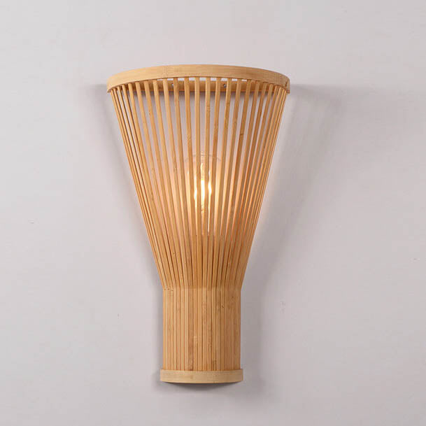 Vintage Bamboo Half Fan 1-Light Wall Sconce Lamp