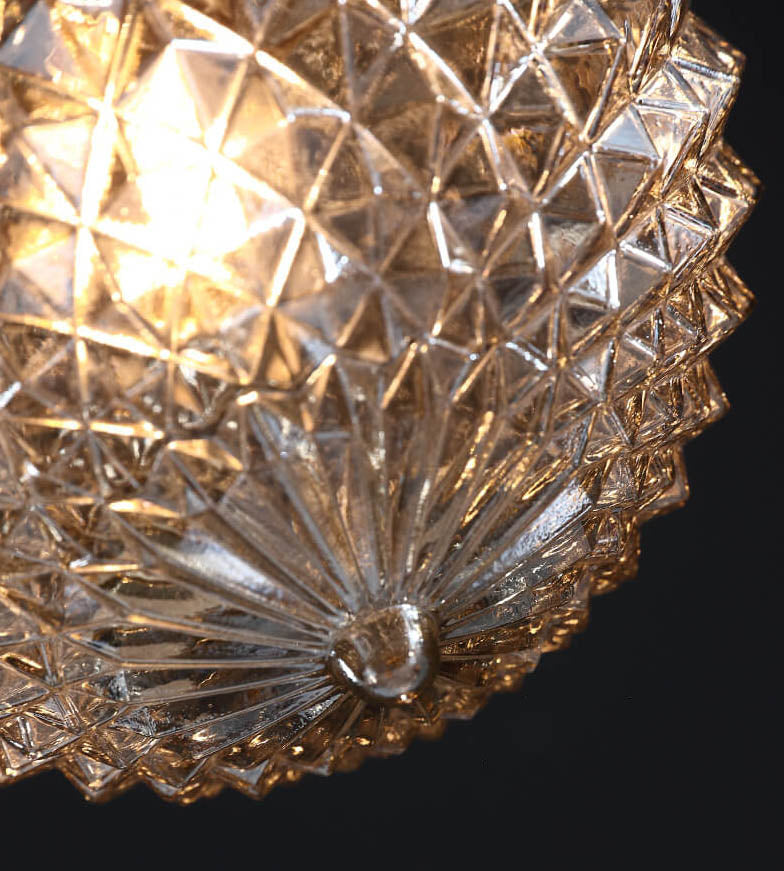 Vintage Copper Glass Round 1-Light Semi-Flush Mount Ceiling Light