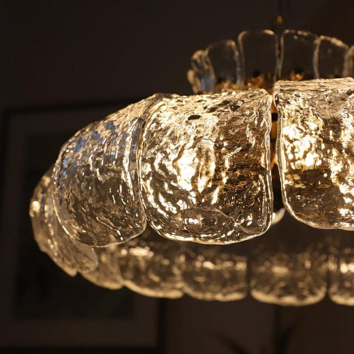 Lustre vintage en forme de poire à 4 lumières avec verre fondant 