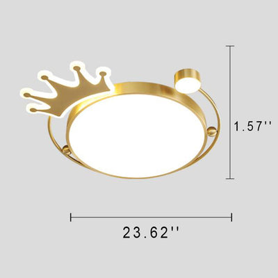 Nordic Creative Crown Brass LED Flush Mount Ceiling Light