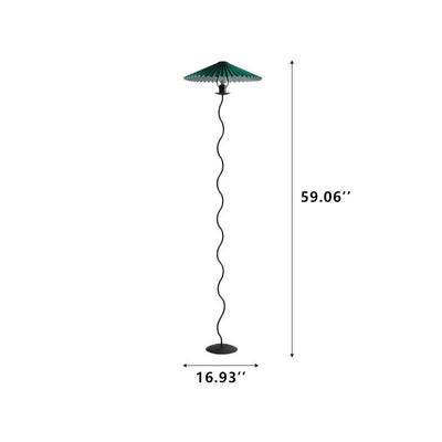 Vintage Stehlampe mit plissiertem Schirm aus Stoff 