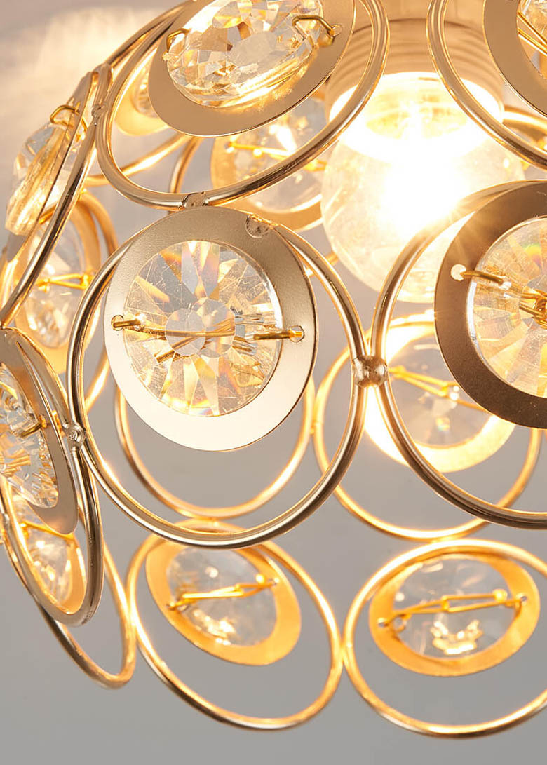 Plafonnier semi-encastré moderne européen en cristal à 1 lumière 