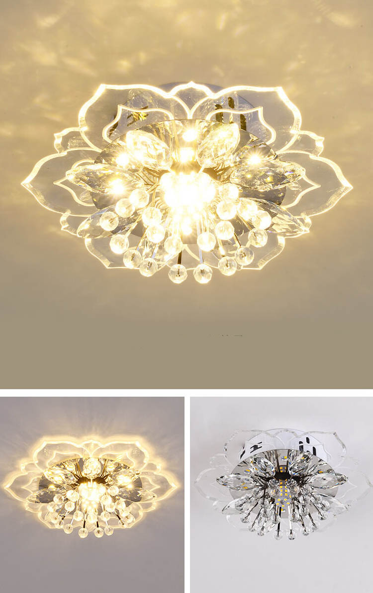 Modern Crystal Flower Shape LED Flush Mount Ceiling Light