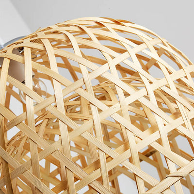 Modern Bamboo Weaving Dome Shape 1-Light Pendant Light