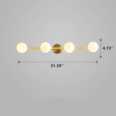 Moderne Kupfer-Glas-Kugel 3/4 Licht Spiegel Frontlicht 