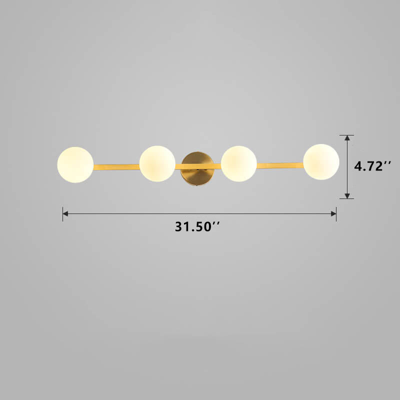 Moderne Kupfer-Glas-Kugel 3/4 Licht Spiegel Frontlicht 