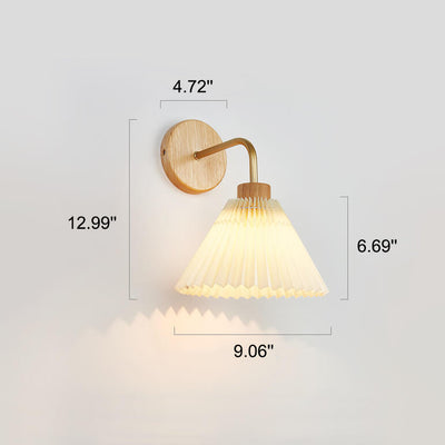 Modern Minimalist Pleated Umbrella Shade 1-Light Wall Sconce Lamp