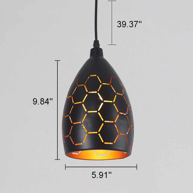 Retro Industrial Hollow Iron Bell 1-Light Pendant Light