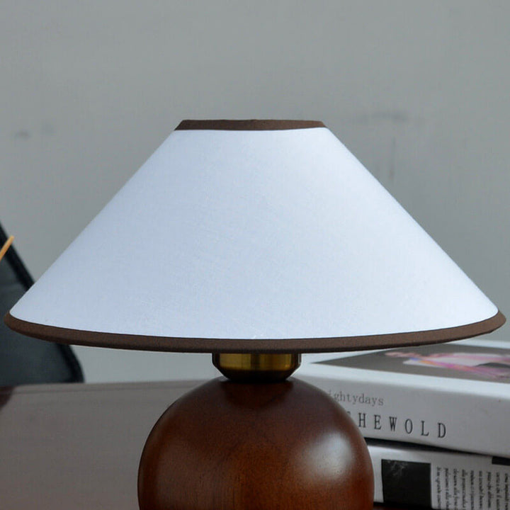 Vintage Kaffee Runde Massivholz Basis 1-Licht Dekorative Tischlampe 