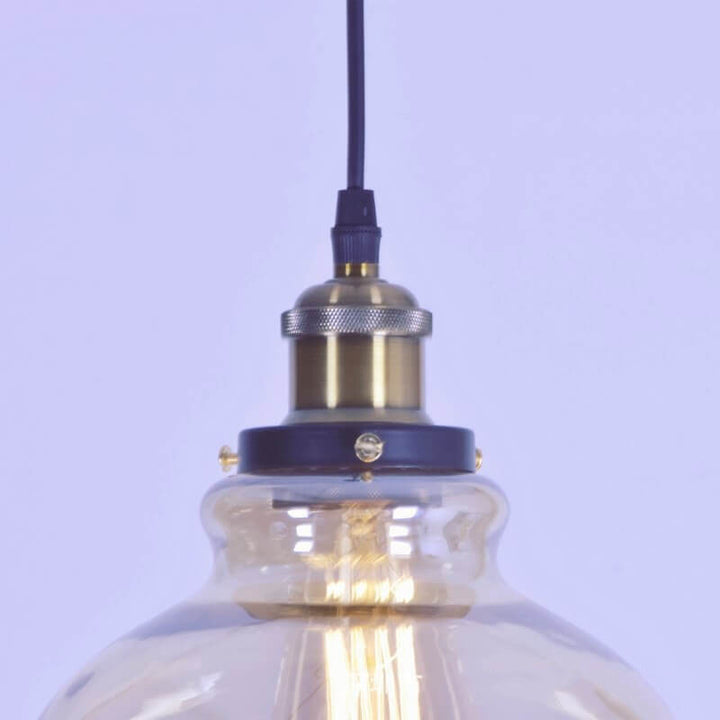 Suspension Luminaire Rétro Industriel en Verre Rond en Forme de Gourde à 1 Lumière 
