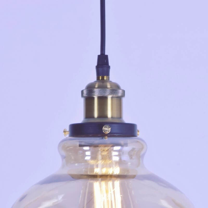 Suspension Luminaire Rétro Industriel en Verre Rond en Forme de Gourde à 1 Lumière 