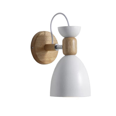 Nordic Macaron Iron Solid Wood Base 1-Light Wall Sconce Lamp