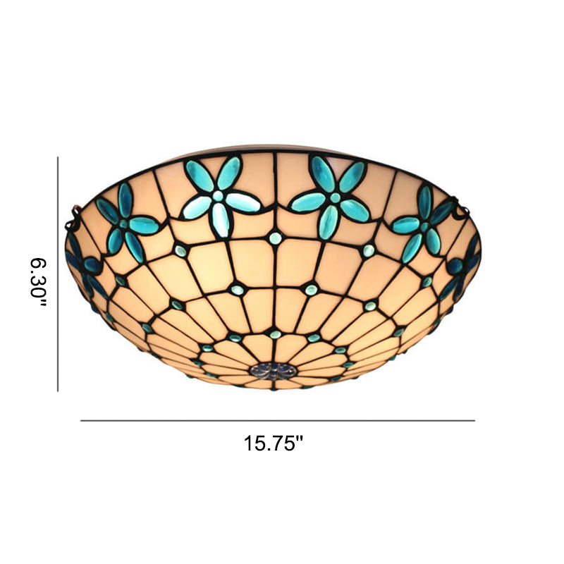 Tiffany-Buntglas-Flieder-Blumenschalenform 3/4-Licht-Unterputz-Deckenleuchte 