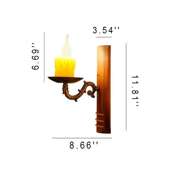 Applique murale à 1 lumière tissée en bambou vintage Candle 