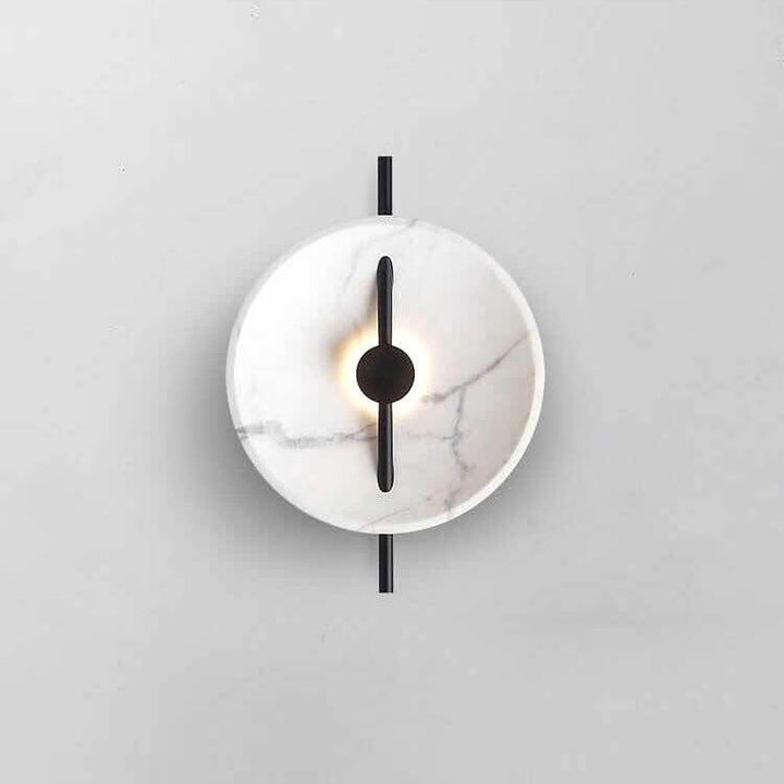 Moderne minimalistische runde LED-Wandleuchte aus Harz, Marmor und Eisen für das Wohnzimmer 