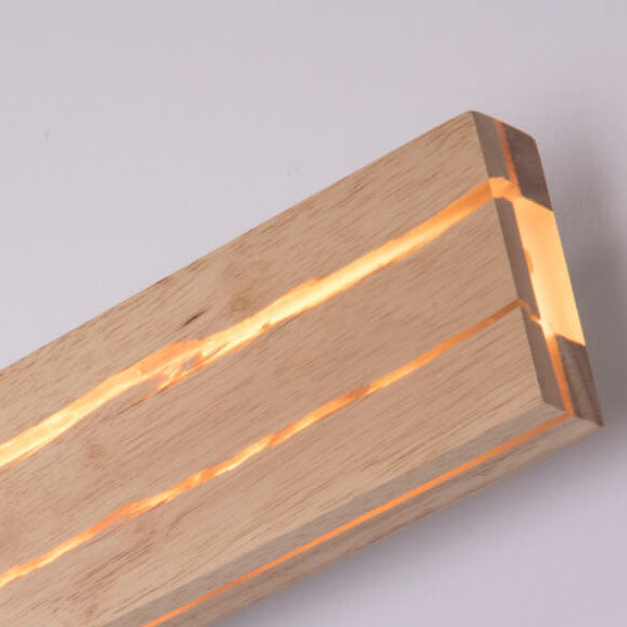 Lámpara Aplique de Pared LED Rectangular de Madera Craquelada Creativa Moderna 