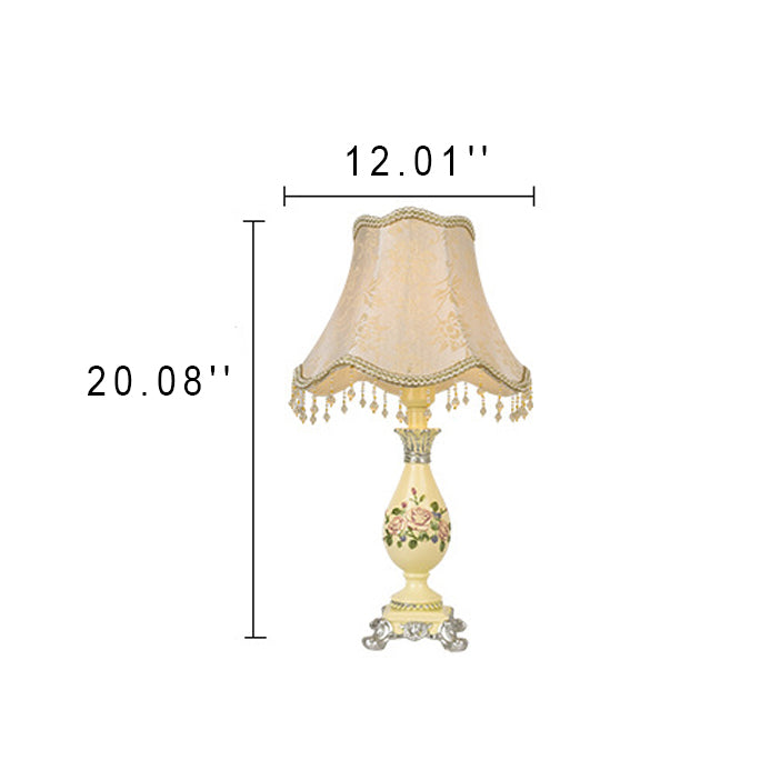 Europäischer Stil Hof Stoff Kuppel 1-Licht Tischlampe 