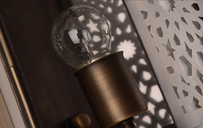 Retro Hollowed Column Copper Moroccan 1-Light Wall Sconce Lamp