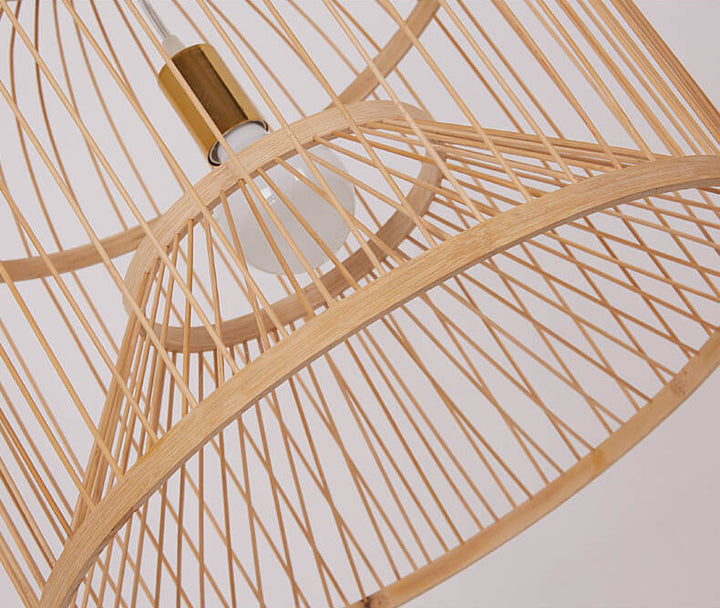 Modern Chinese Bamboo Weaving Birdcage 1-Light Pendant Light