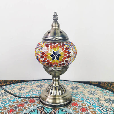Vintage Turkish Stained Glass Globe Shade 1-Light Table Lamp