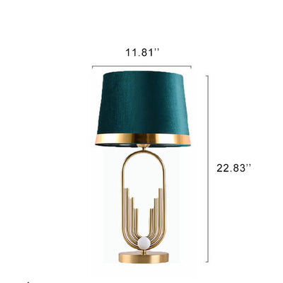 Modern Luxury Fabric Gold Oval Ring Base 1-Light Table Lamp