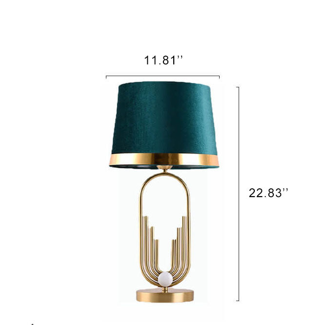 Modern Luxury Fabric Gold Oval Ring Base 1-Light Table Lamp