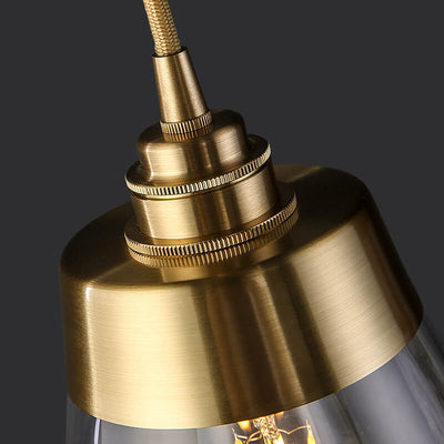 Industrial Brass Glass Bell Shape 1-Light Pendant Light