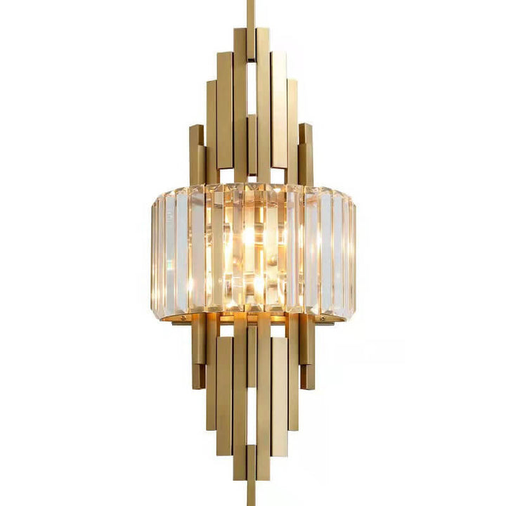 Modern Luxury Crystal Columnar 2-Light Wall Sconce Lamp