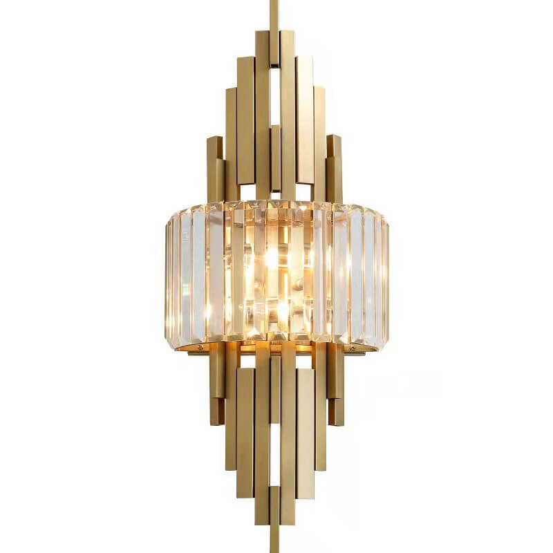 Modern Luxury Crystal Columnar 2-Light Wall Sconce Lamp