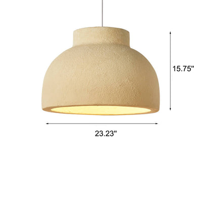Minimalist Handmade Earthy Yellow Bowl-shaped 1-Light Pendant Light