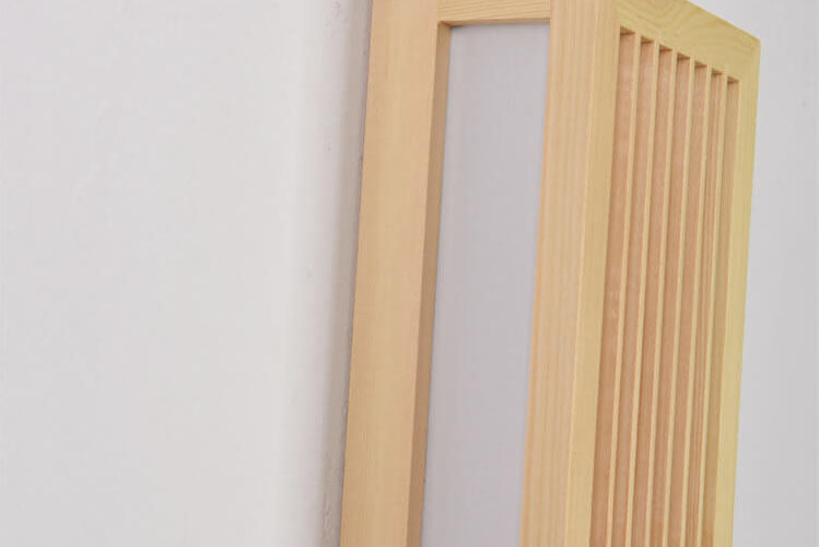 Simple Solid Wood Rectangular 1-Light Japanese Wall Sconce Lamp