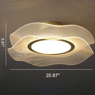 Creative Luxury Acrylic Round Lotus Leaf LED Semi-Flush Mount Ceiling Light