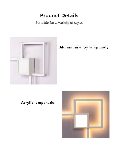 Minimalistische quadratische LED-Wandleuchte aus Eisen 