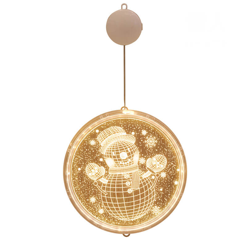 Décoration acrylique LED de Noël avec ventouse ronde 