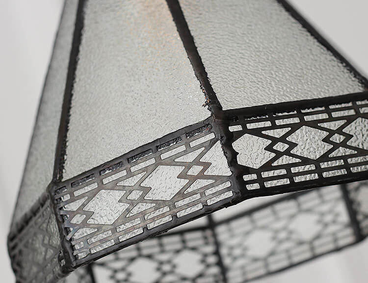 Vintage Mediterranean Glass Shade Brass 1-Light Pendant Light