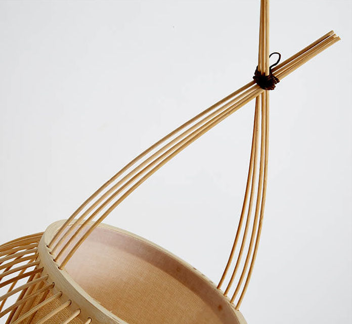 Lampe de Table à 1 Lumière en Tissage de Bambou Moderne 