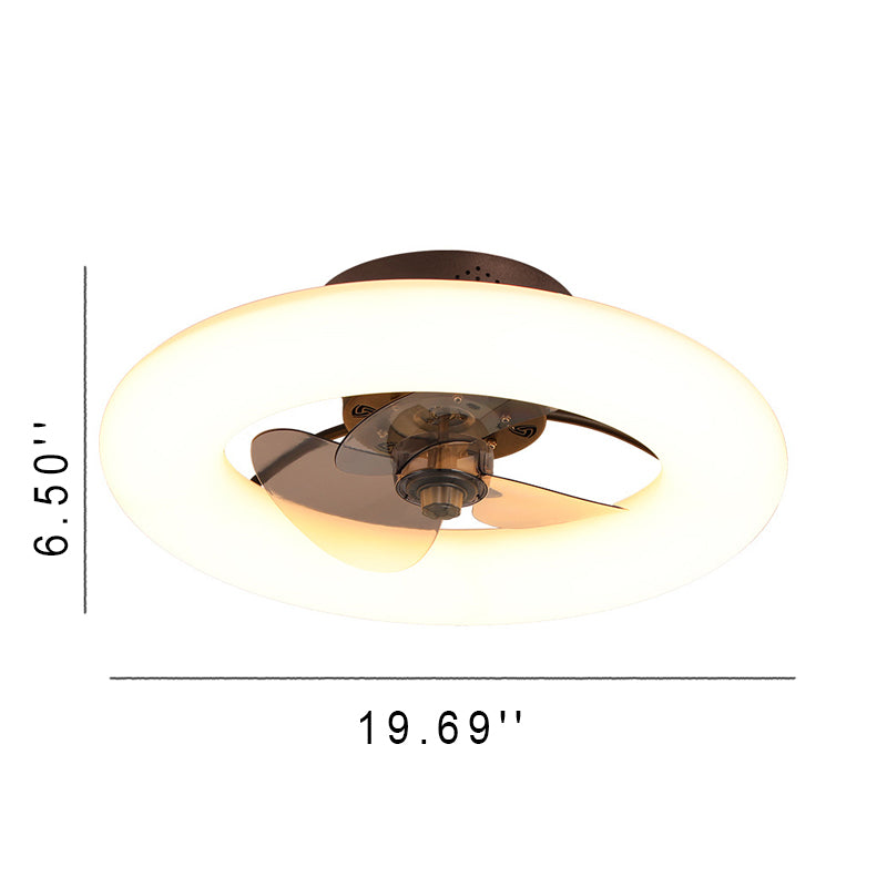 Modern Creative Circle LED Semi-Flush Mount Ceiling Fan Light