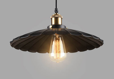 Vintage Industrial Iron Scalloped Shade 1-Light Pendant Light