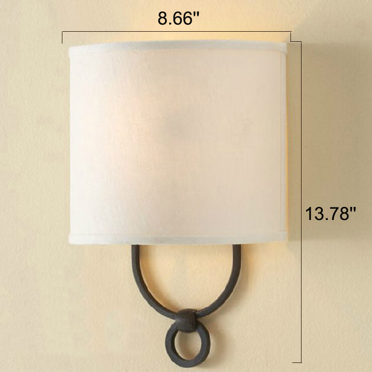 Retro Industrial Fabric Iron Ring 1-Light Wall Sconce Lamp