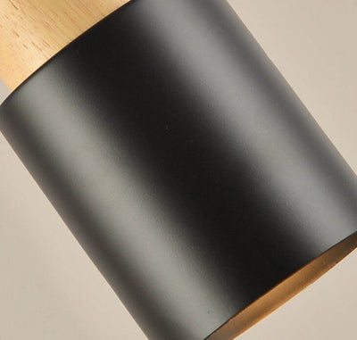 Einfache zylindrische gerade 1-flammige LED-Pendelleuchte aus Massivholz 