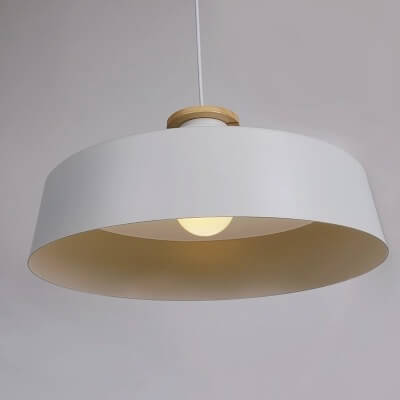 Nordic Minimalist Metal Solid Wood 1-Light Dome Pendant Light