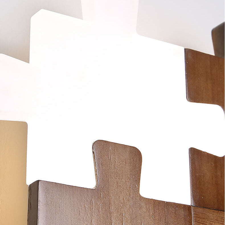 Nordic Wood Puzzles 1-Light LED Wall Sconce Lamp