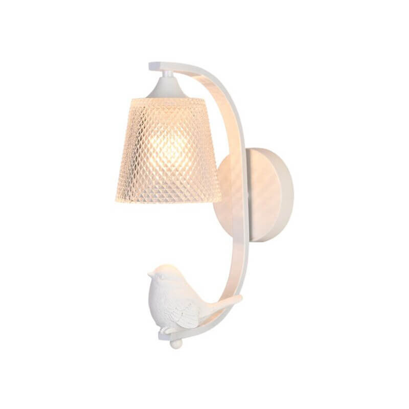 Modern Simple Glass Shade with Resin Bird 1-Light Wall Sconce Lamp