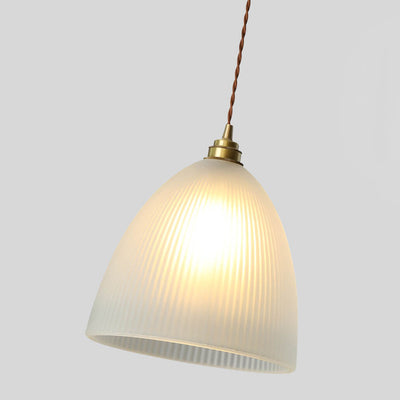 Simple Bell-shaped Striped Glass 1-Light Pendant Light