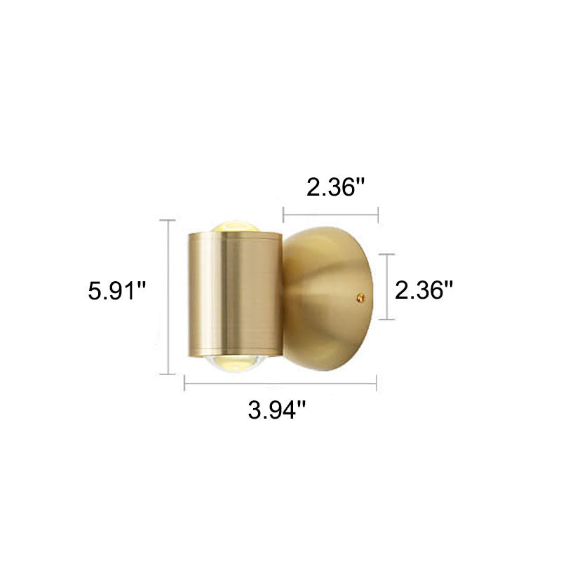 Modern Luxury Copper Cylindrical Mini LED Wall Sconce Lamp