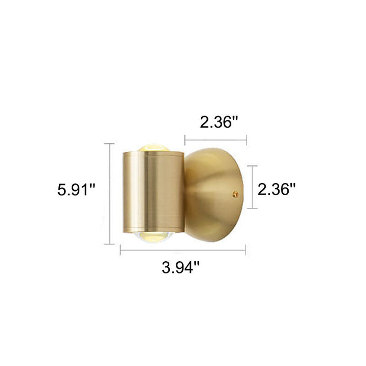 Modern Luxury Copper Cylindrical Mini LED Wall Sconce Lamp