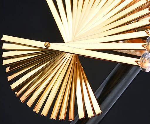 Moderna Lámpara Aplique de Pared de Lujo con Forma de Ventilador de Cristal de 3 Luces 