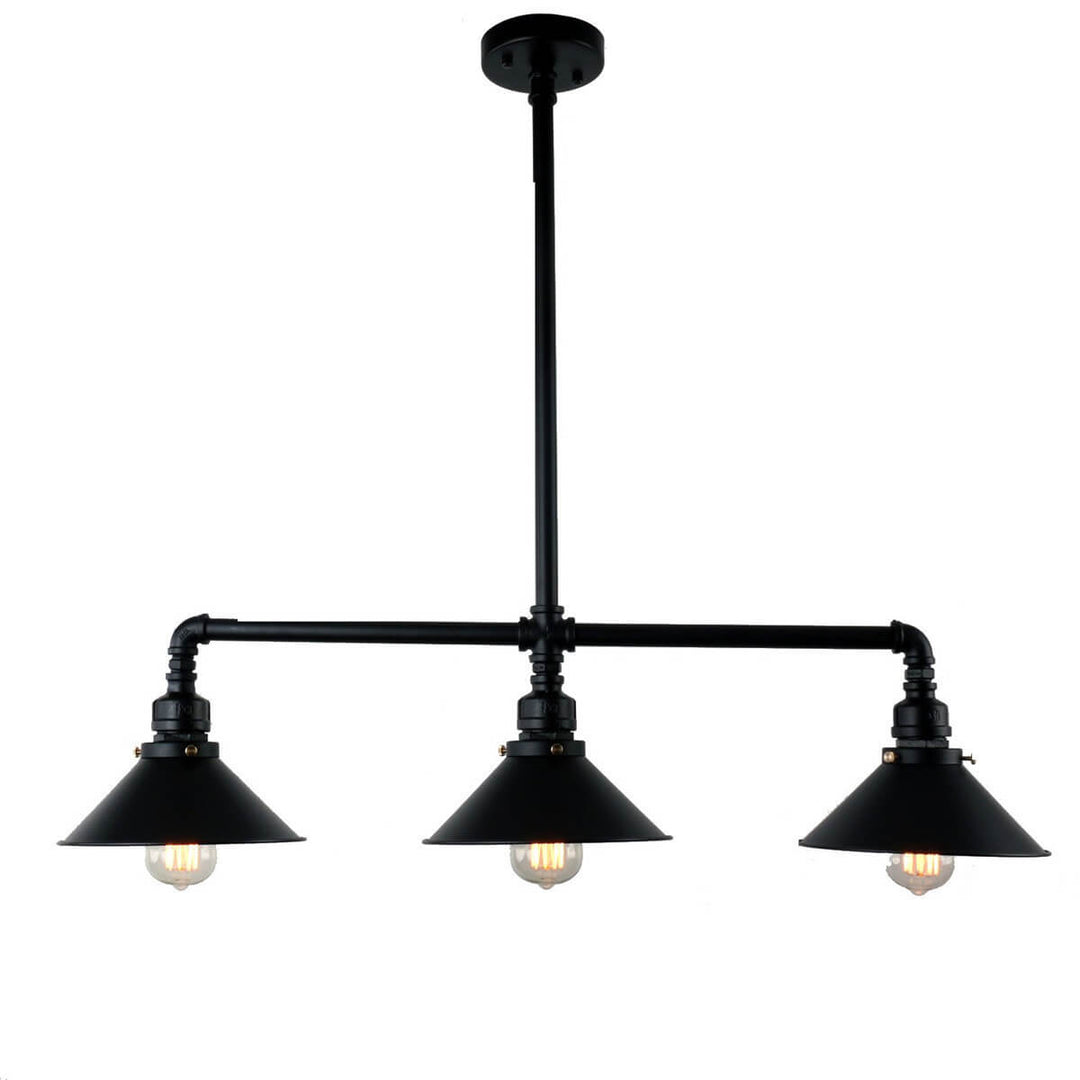Vintage Industrial Water Pipe Pot Lid Shade 3-Light Chandelier