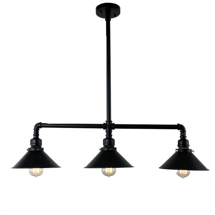 Vintage Industrial Wasserrohr Topfdeckel Schirm 3-Licht Kronleuchter 