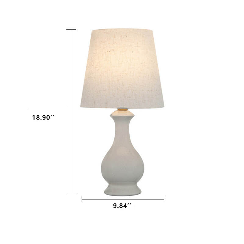 Modern Minimalist Fabric Shade White Ceramic 1-Light Table Lamp